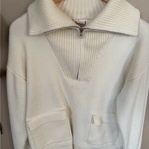 Anthropologie Ivory Ribbed Knit Top